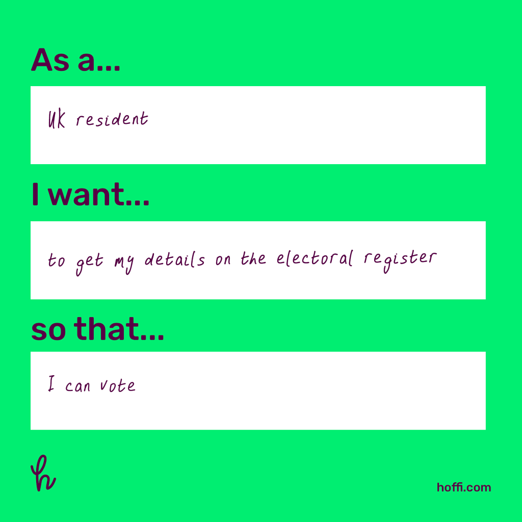 As a UK resident, I want to get my details on the electoral register so that I can vote